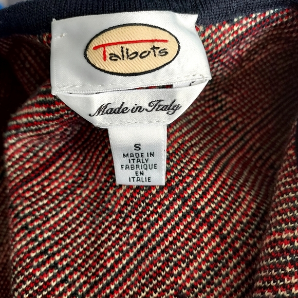 Talbots Made in Italy 100% Merino Wool Argyle Print Zippered Cardigan Small - Picture 8 of 10